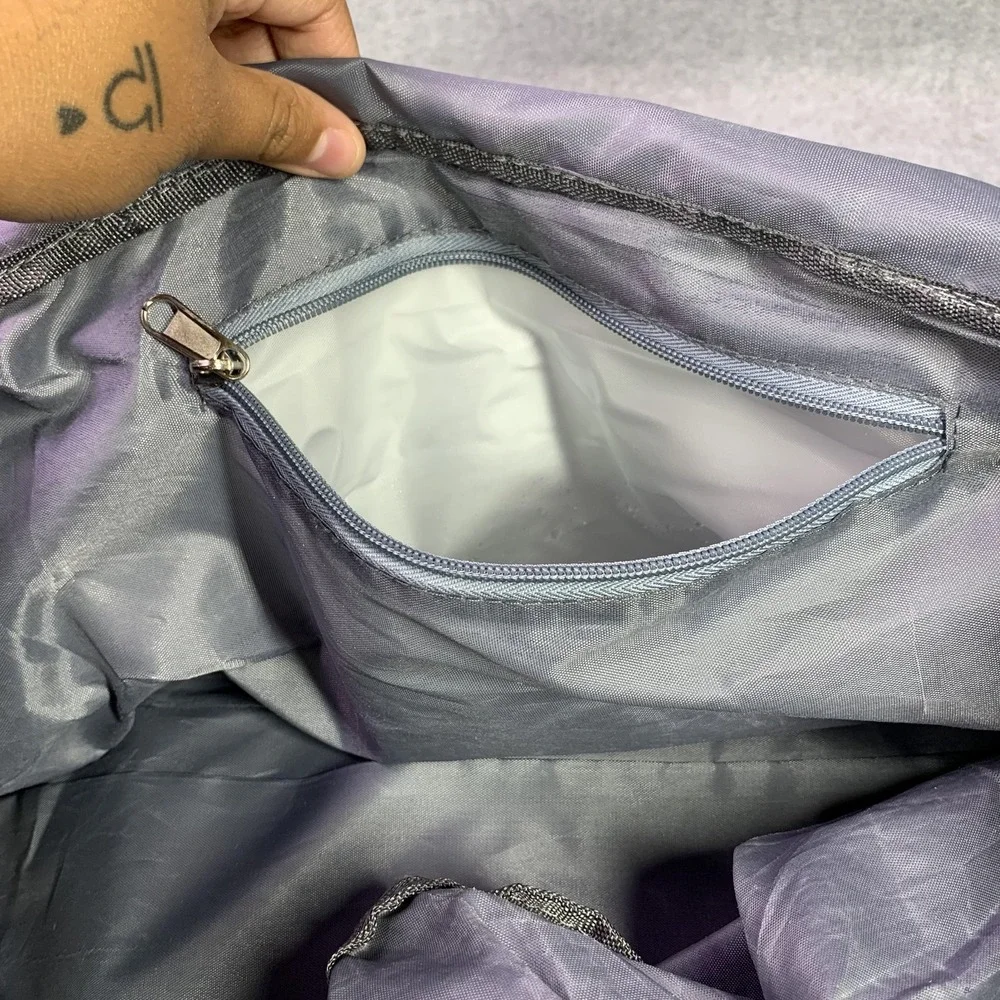 ZUOMANNI Nylon‎ Duffel Bag Gray Gym Travel Weekender Shoulder Strap Shoe Pocket